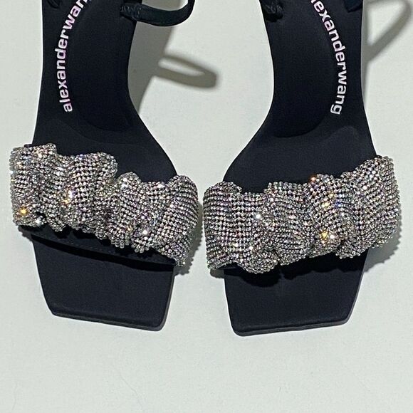 Alexander Wang Julie Scrunchie Embellished Slingback High Heel Sandals size 38 - Picture 6 of 16